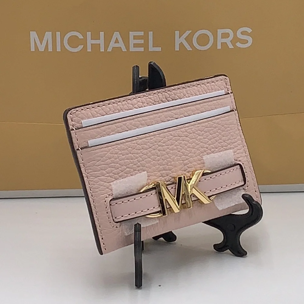 MICHAEL KORS Reed Large Pebbled Leather Card Holder Case Wallet POWDER BLUSH
